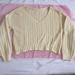 off the shoulder crochet sweater